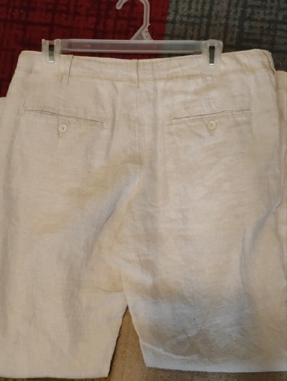 Men's Perry Ellis 100% Linen Casual Beige Pants - Picture 7 of 7